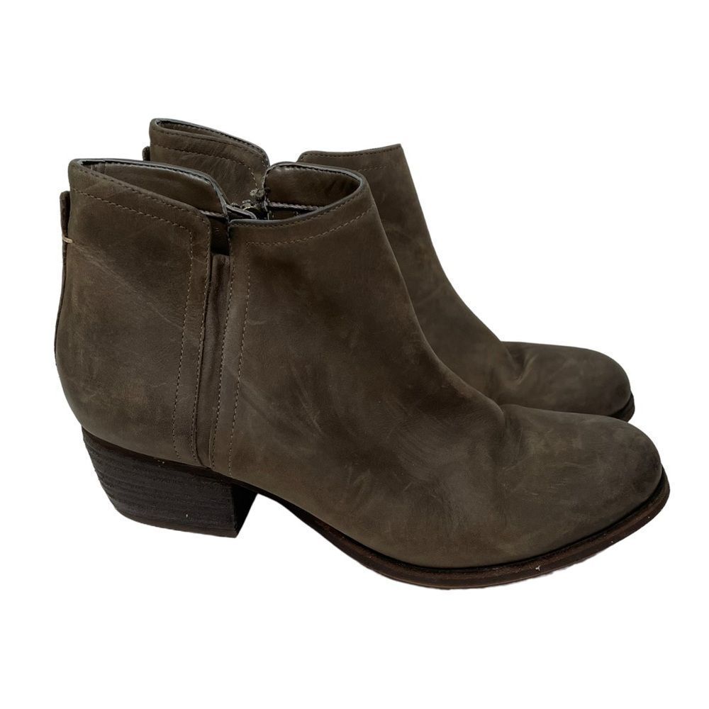 Clarks Grey Leather Heeled Ankle Booties